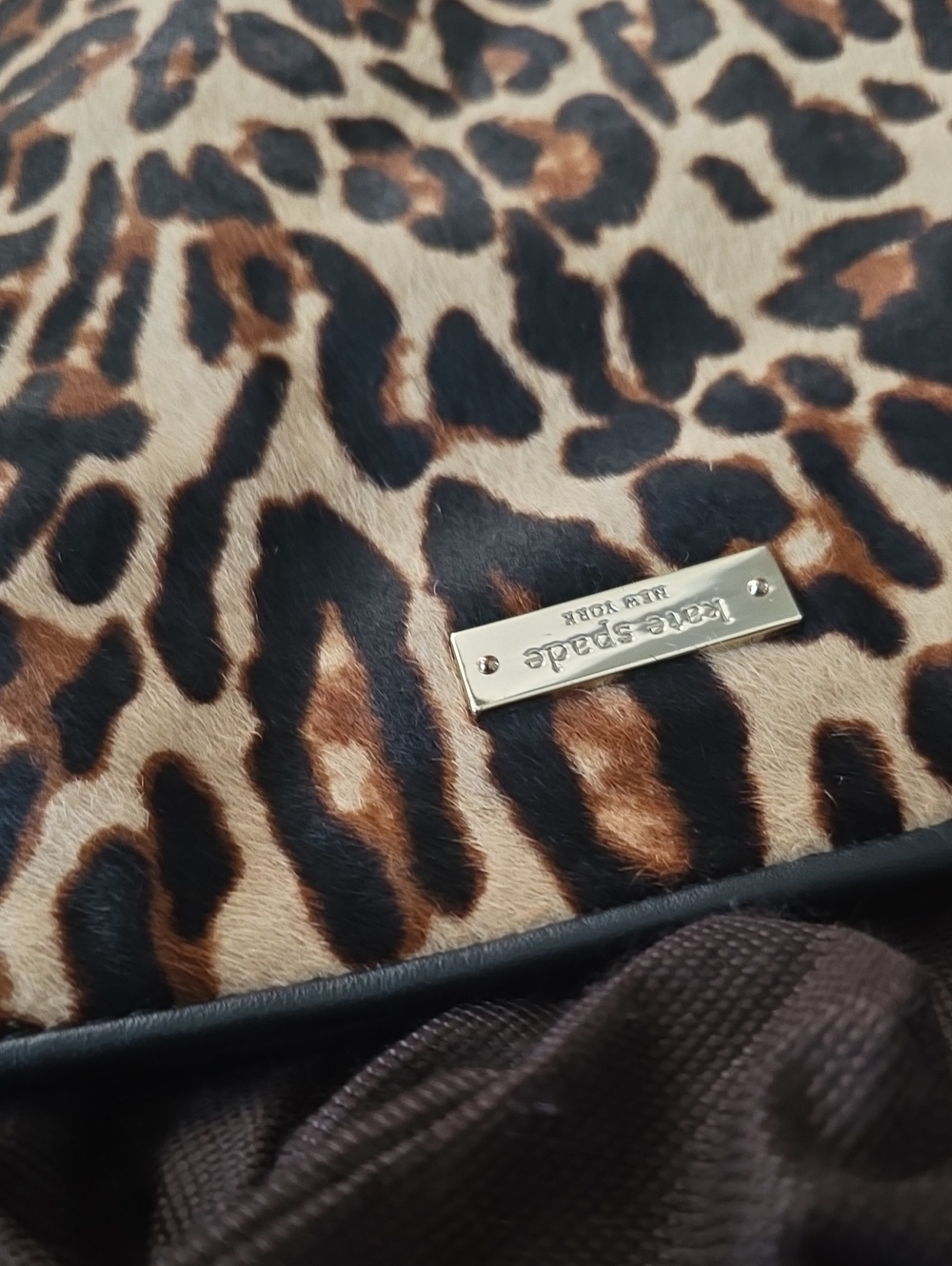kate spade Leopard Print Haircalf Clutch in Tan, Brown & Black